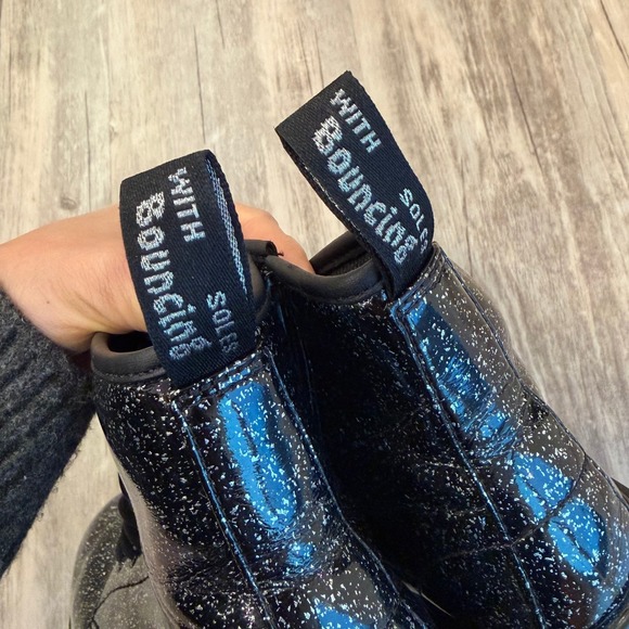 Dr. Martens Kids 1460 Black Glitter Combat Boots Side Zip Lace-Up US 3 - Picture 6 of 7